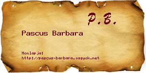 Pascus Barbara névjegykártya